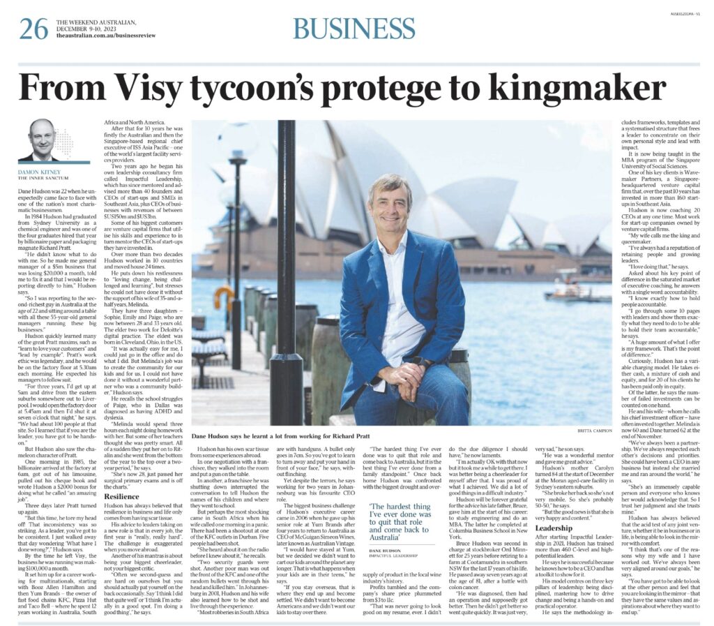 Dane Hudson featured in The Weekend Australian
