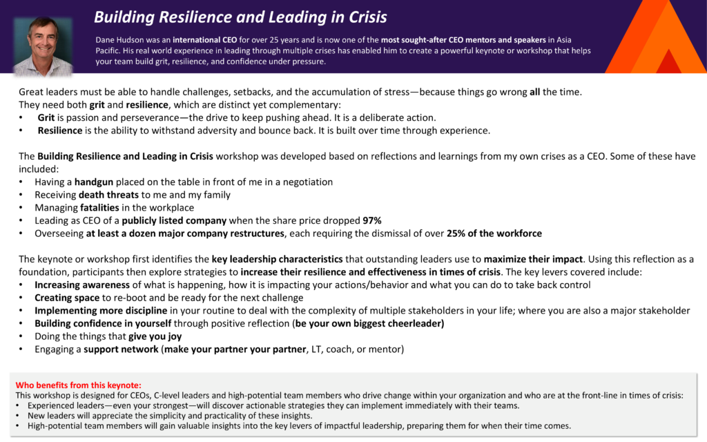 Building Resilience and Leading in Crisis keynote graphic